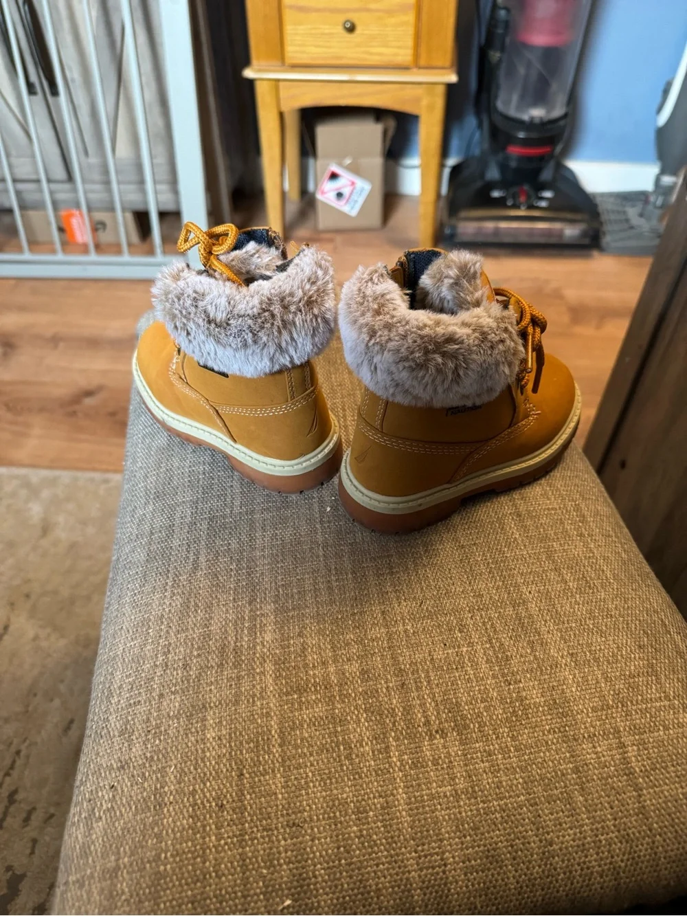 Nautica Kids Honey Brown Lace-Up Faux Fur Boots